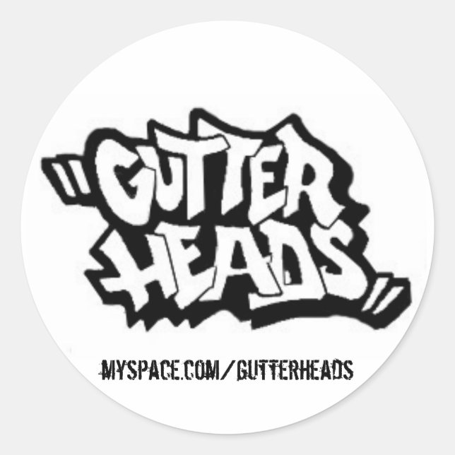 Redonda GUTTER-LOGO, myspace.com/gutterheads - pegatina (Anverso)