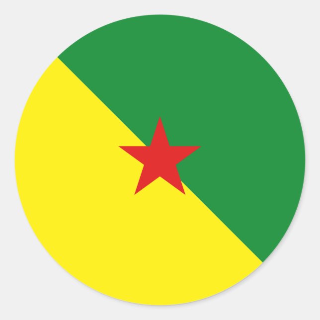 Redonda Guyane Fisheye Flag Pegatina (Anverso)