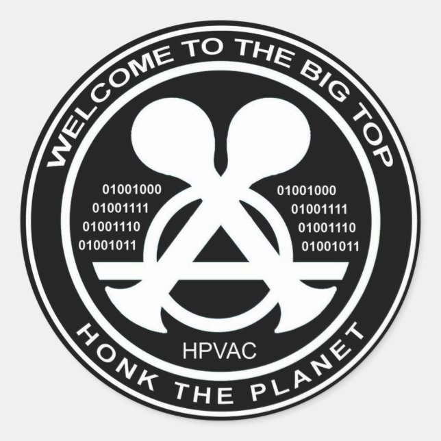 Redonda ¡Hackeando al Pegatina HPVAC Binary HONK! (Anverso)
