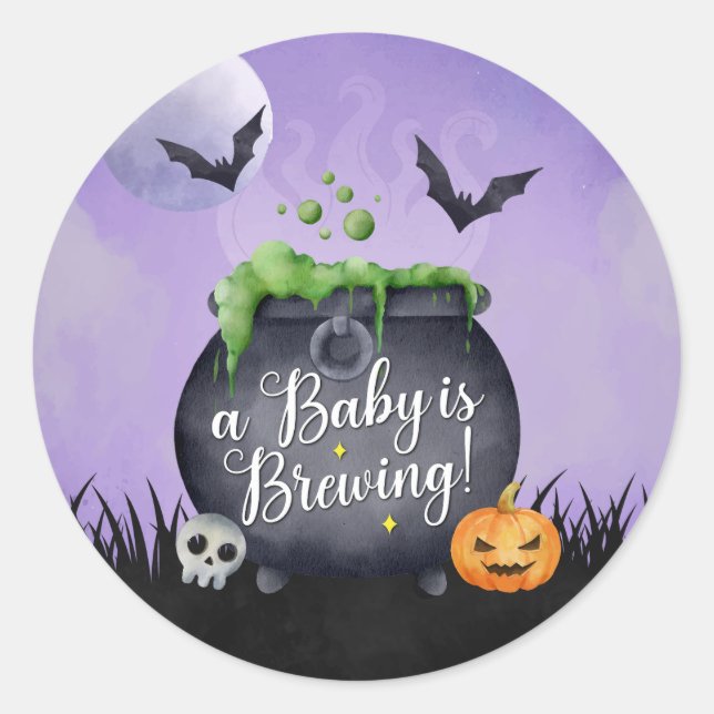 Redonda Halloween Baby Shower Baby es un Pegatina de elabo (Anverso)
