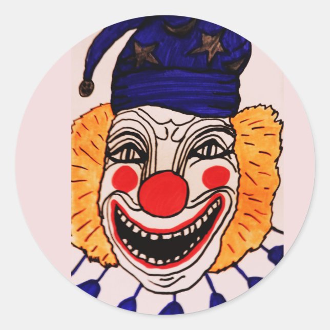 Redonda HALLOWEEN NOCHE SCARY CLOWN pegatina (Anverso)