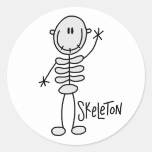Redonda Halloween Skeleton Stick Figure Pegatina