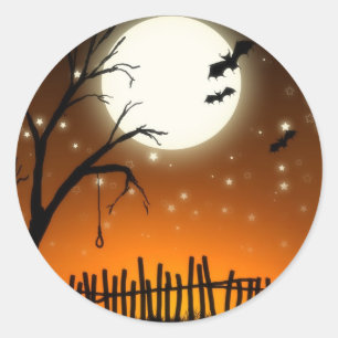 Redonda Halloween Spooky Silhouettes Pegatina