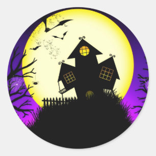 Redonda Halloween Spooky Silhouettes Pegatina