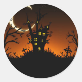 Redonda Halloween Spooky Silhouettes Pegatina