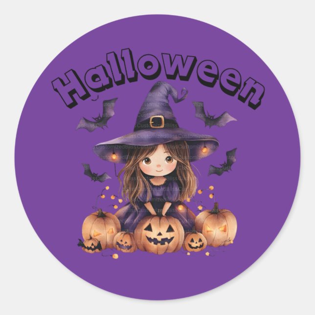 Redonda Halloween Witch Fun Pegatina (Anverso)