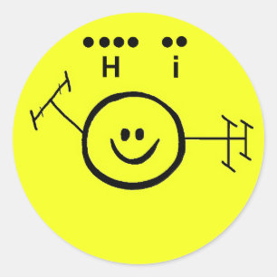 Redonda Ham Radio Pegatina + "Hi" en Morse Code