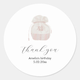 Redonda Hanbok coreano rosa Dol gracias pegatina