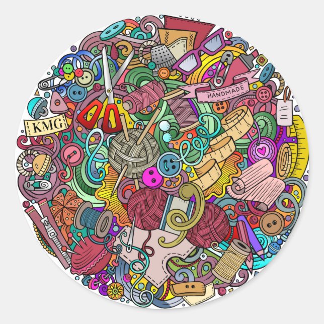 Redonda Hand Made with Love Pegatina (Anverso)