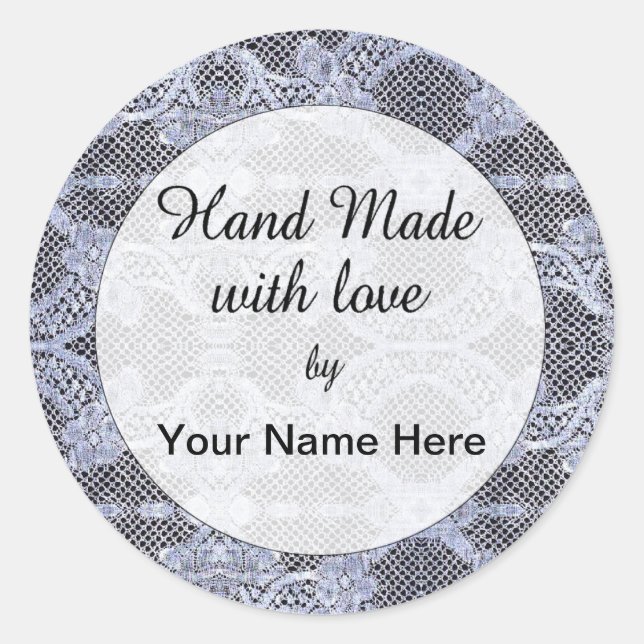 Redonda Hand Made With Love Pegatina (Anverso)