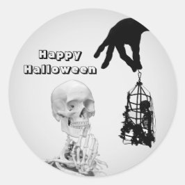 Redonda Hand Skeleton Halloween Classic Round Pegatina