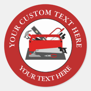 Redonda Handyman Tool Box 3" Pegatina redondo clásico