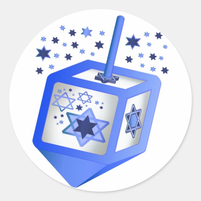 Redonda Hanukkah Dreidel Pegatina (Anverso)