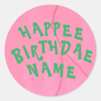 Redonda Happee Birthdae Pegatina de pasteles personalizado
