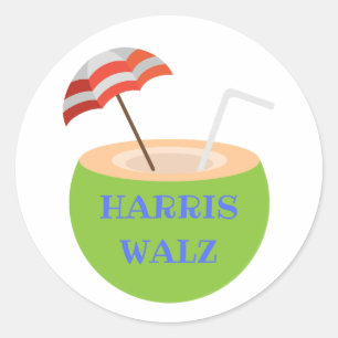 Redonda Harris Walz Cocnut Drink Pegatina