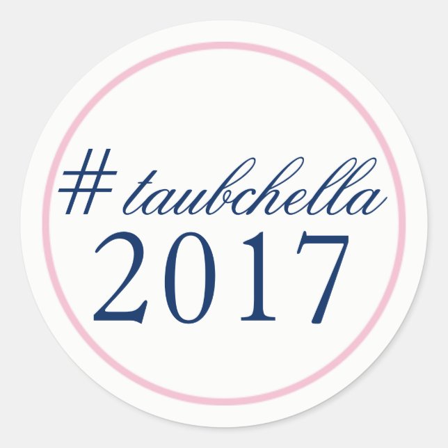 Redonda #Hashtag #BodaDeHashtag Favor Pegatina Rosado/Mari (Anverso)