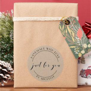 Redonda Hecho a mano con amor Elegante Pegatina personaliz