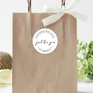 Redonda Hecho a mano con amor Elegante Pegatina personaliz