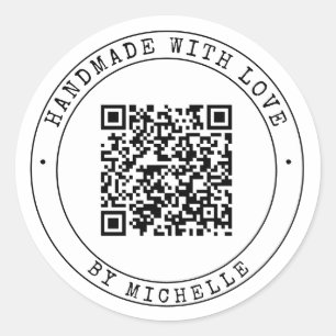 Redonda Hecho a mano con amor gracias Pegatina