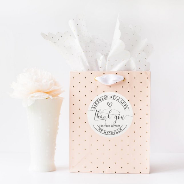 Redonda Hecho a mano con amor Gracias Pegatina (Subido por el creador)