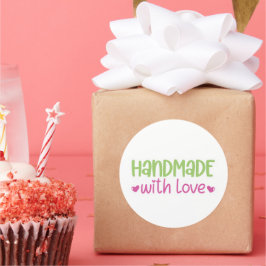 Redonda Hecho a Mano Con Amor - Pegatina de Pequeña Empres