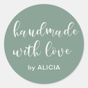 Redonda Hecho a mano con amor Pegatina personalizada pas