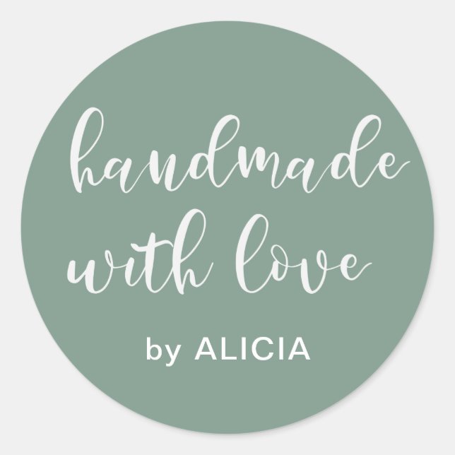 Redonda Hecho a mano con amor | Pegatina personalizada pas (Anverso)