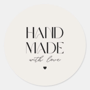 Redonda Hecho a Mano con Amor Simple Pegatina – Pequeña Em