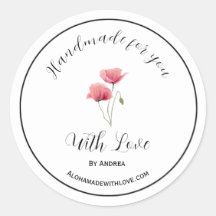 Hecho a mano con pegatina de amor para productos p