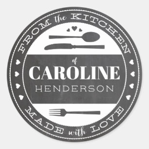 Redonda Hecho con amor Chalkboard Comida Regalo Pegatina r