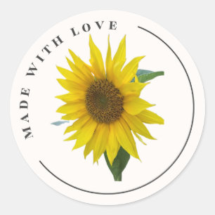 Redonda Hecho con amor, Pegatina de girasol