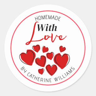 Redonda Hecho con amor Pegatina Personalizado personalizad