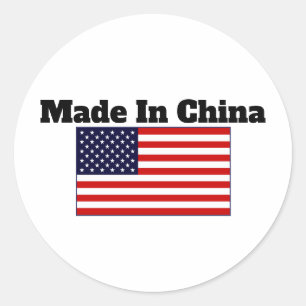 Redonda Hecho en China Pegatina de EE.UU.