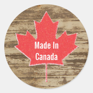 Redonda Hecho en el pegatina rústico de Canadá