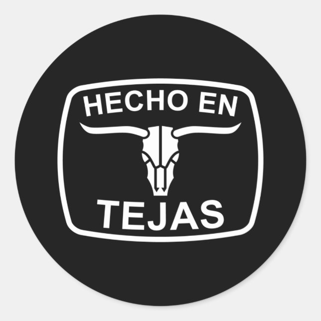Redonda Hecho en Texas Pegatina (Anverso)