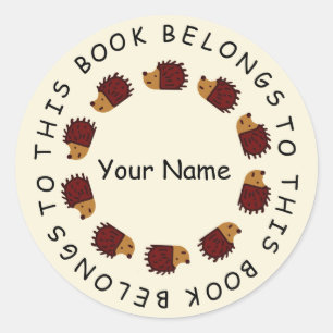 Redonda ¡Hedgehog De Vuelta Al Pegatina Escolar!