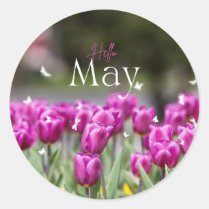 Redonda Hello May Tulip Pegatina