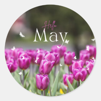 Redonda Hello May Tulip Pegatina
