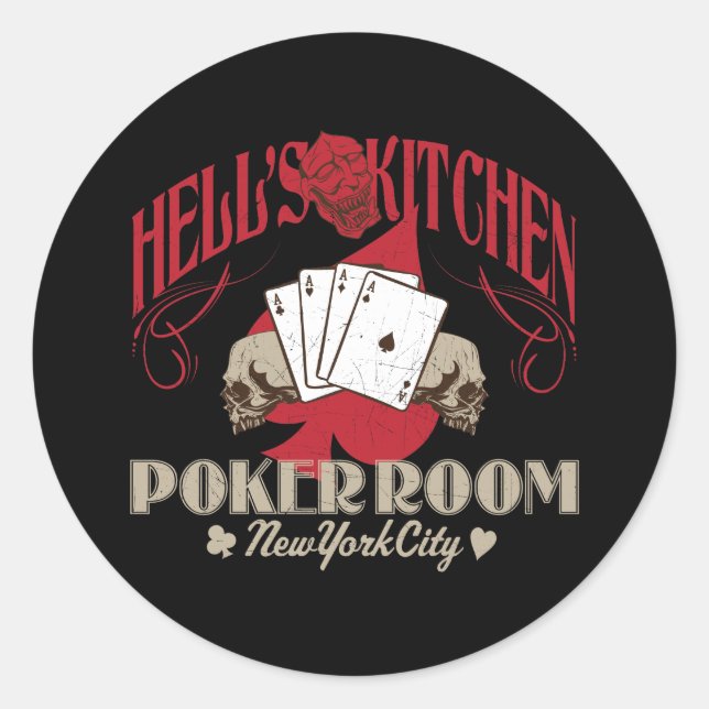 Redonda Hells Kitchen Poker Room, Pegatina de Nueva York (Anverso)