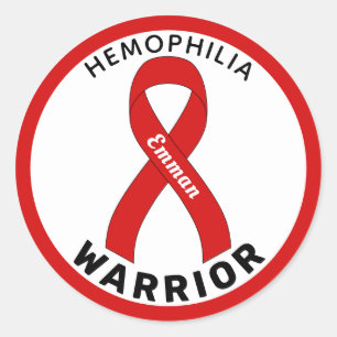 Redonda Hemophilia Warrior Ribbon Pegatina de Ronda Blanca