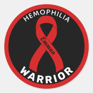 Redonda Hemophilia Warrior Ribbon Pegatina redondo negro