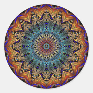 Redonda Hermoso Pegatina azul y cobre Mandala