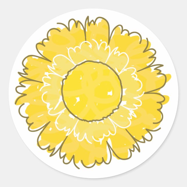 Redonda Hermoso Pegatina Blossom - Amarillo (Anverso)