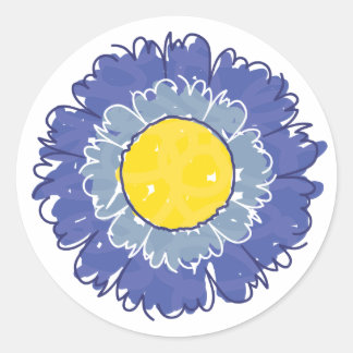 Redonda Hermoso Pegatina Blossom - Azul