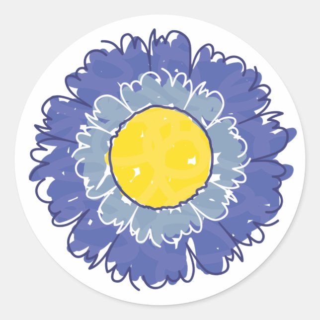 Redonda Hermoso Pegatina Blossom - Azul (Anverso)