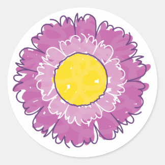 Redonda Hermoso Pegatina Blossom - Púrpura