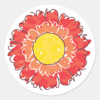 Redonda Hermoso Pegatina Blossom - Rojo