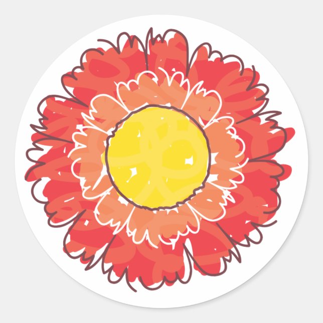 Redonda Hermoso Pegatina Blossom - Rojo (Anverso)