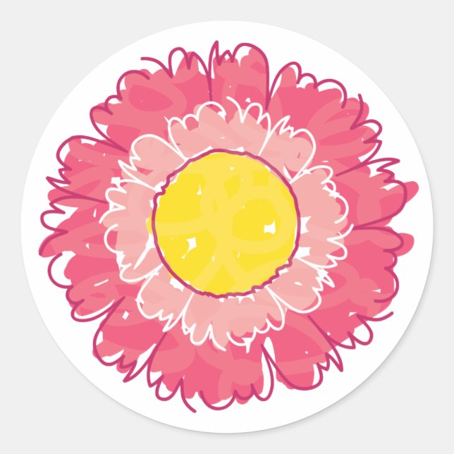 Redonda Hermoso Pegatina Blossom - Rosa (Anverso)