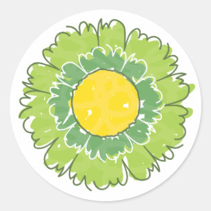 Redonda Hermoso Pegatina Blossom - Verde